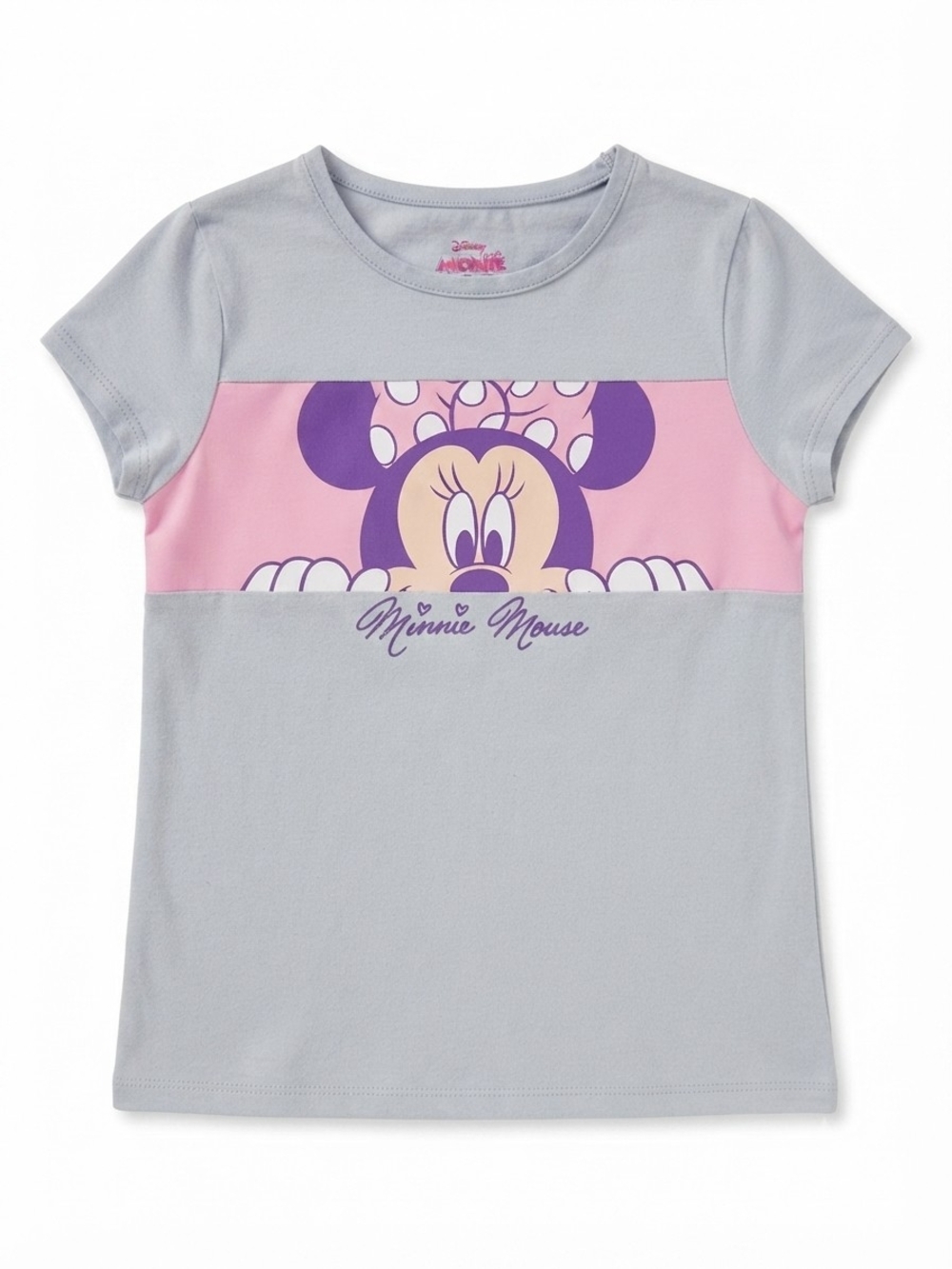 Disney Minnie Mouse Grey Short Sleeve Graphic Tee Kids Size 7